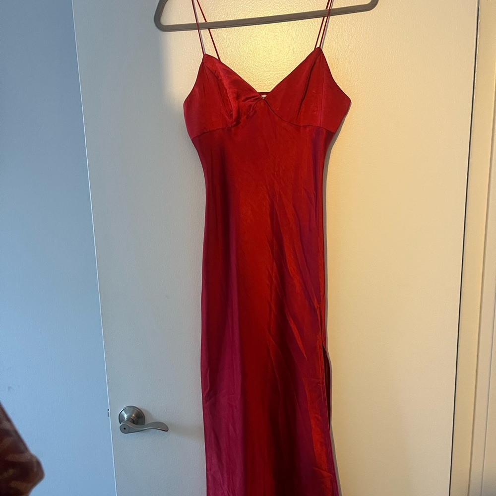 TAGS ON! Princess Polly Satin Slip Dress with Slit